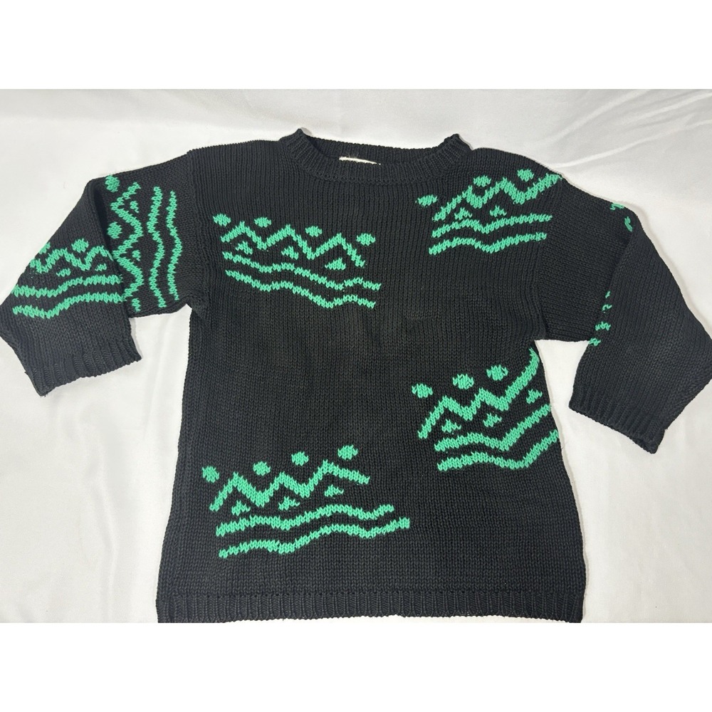 VTG SML SPORT‎ Mock Knitted By Hand Sweater Size Medium 80's90's Retro